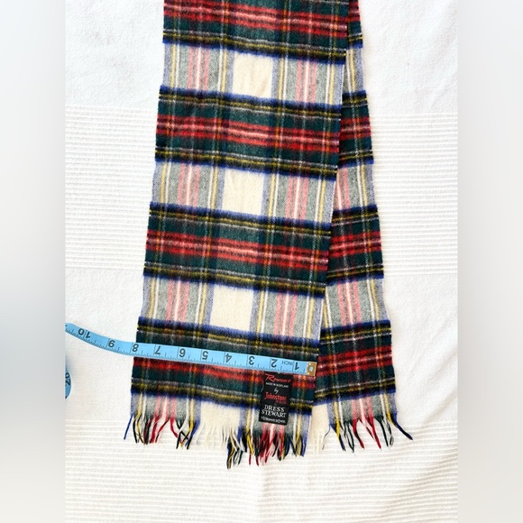 Johnstons of Elgin Cashmere / Wool Tartan Scarf Dress Stewart - Picture 5 of 10